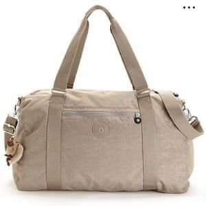 Kipling Tan Duffel Bag with Durable Canvas and Relaxed Shape